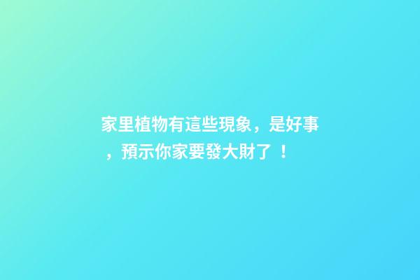 家里植物有這些現象，是好事，預示你家要發大財了！